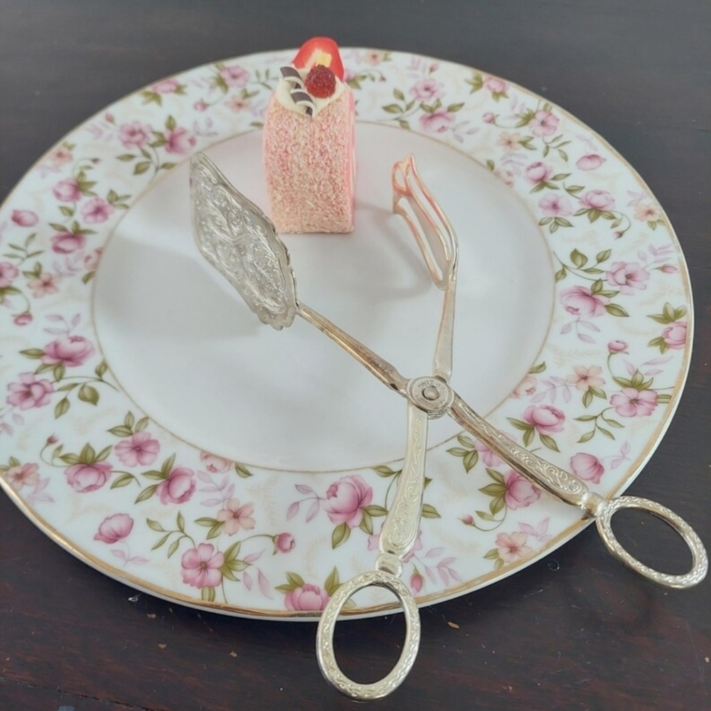 Vintage Silver Plated Pastry Tongs Scissors Handles Cake Dessert Tea Party